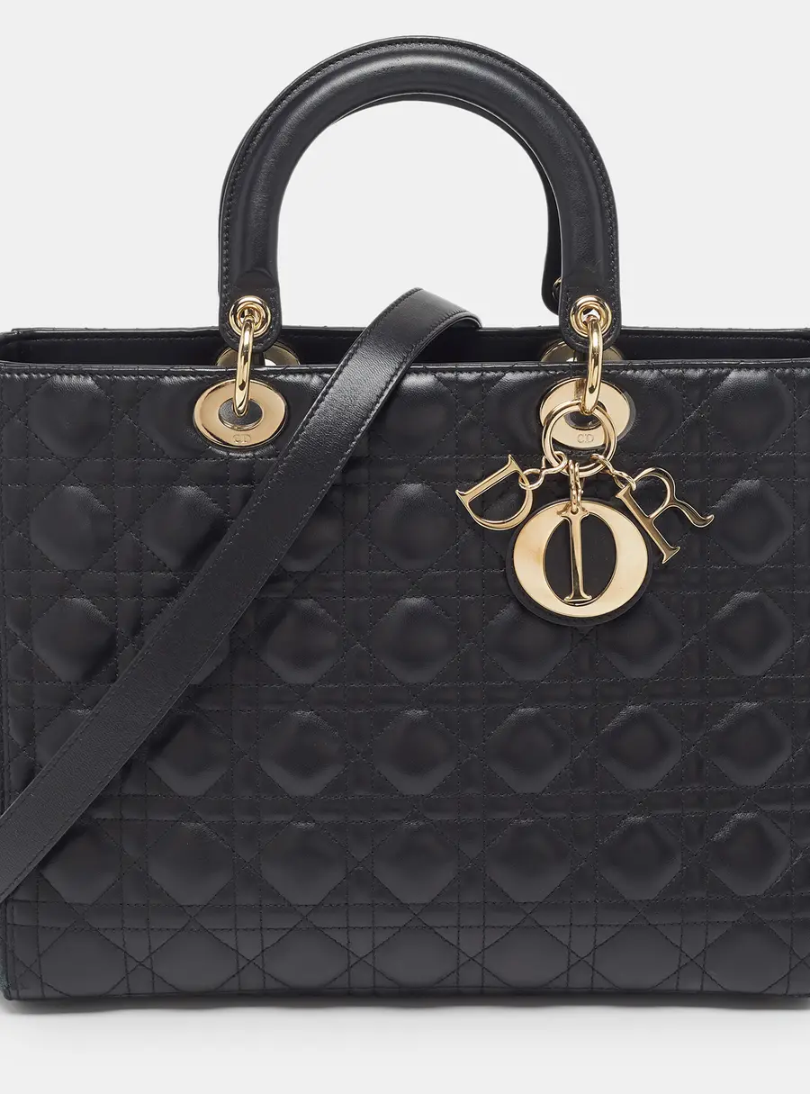 Dior Lady Dior Large Black Cannage Leather Tote