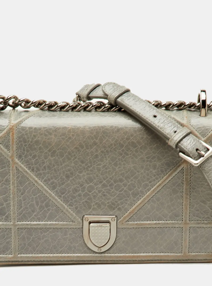 Dior Diorama Small Grey Leather Flap Shoulder Bag