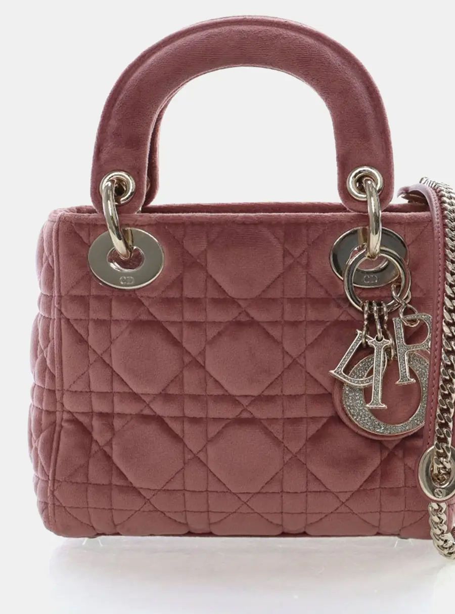Dior Lady Dior Mini Velvet Top Handle Bag