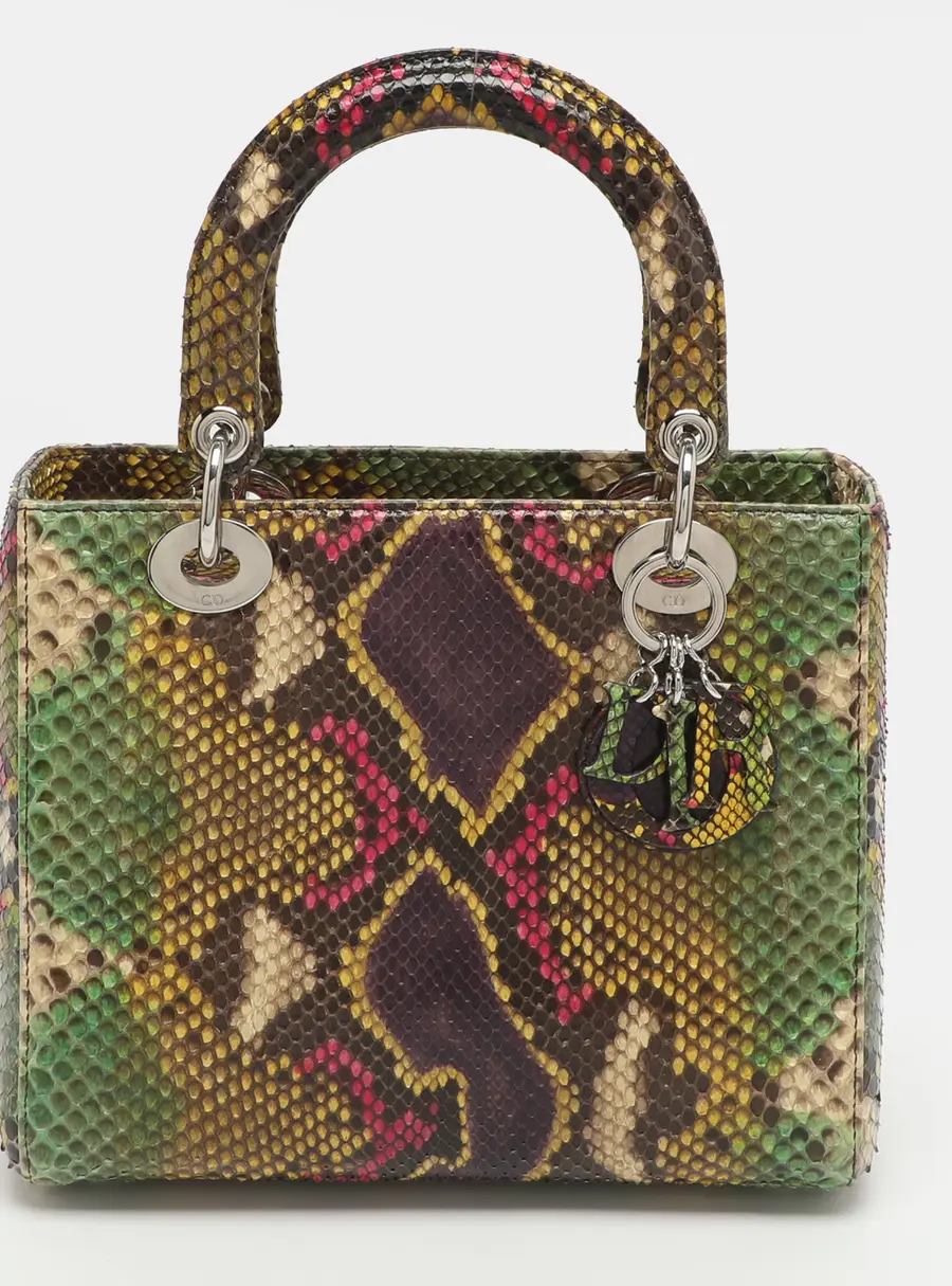 Dior Lady Dior Medium Multicolor Python Leather Tote