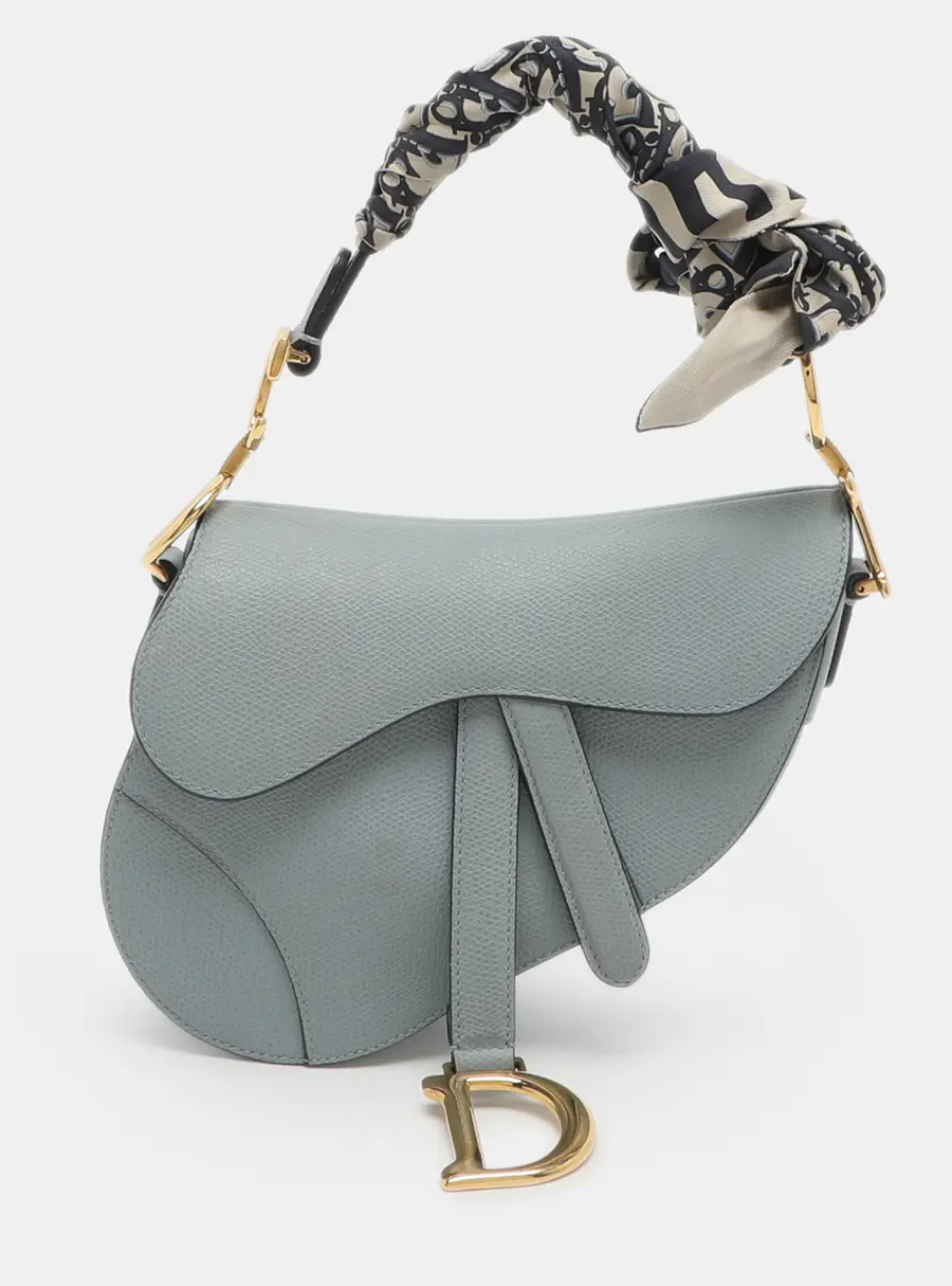 Dior Saddle Mini Light Blue Leather Bag