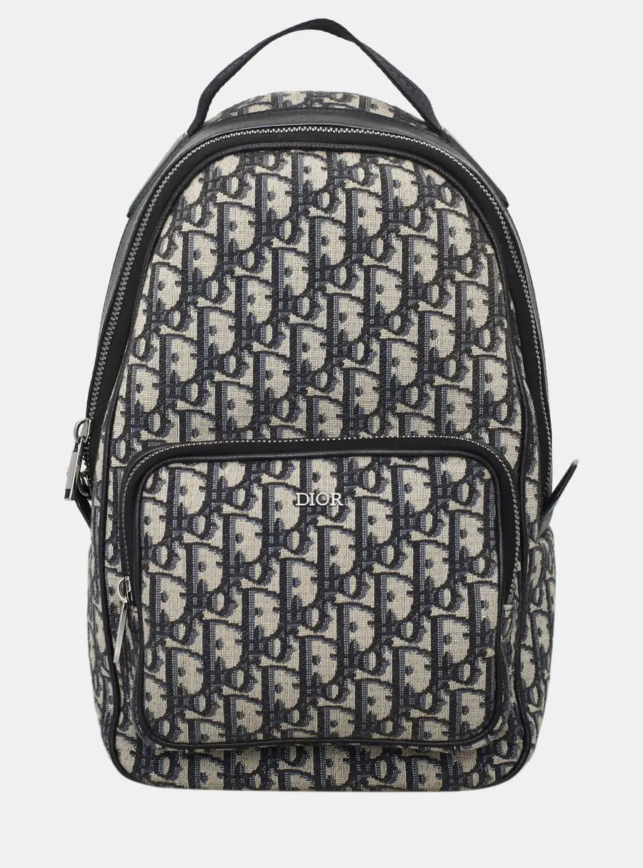Dior Rider Grey Oblique Canvas Backpack Bag