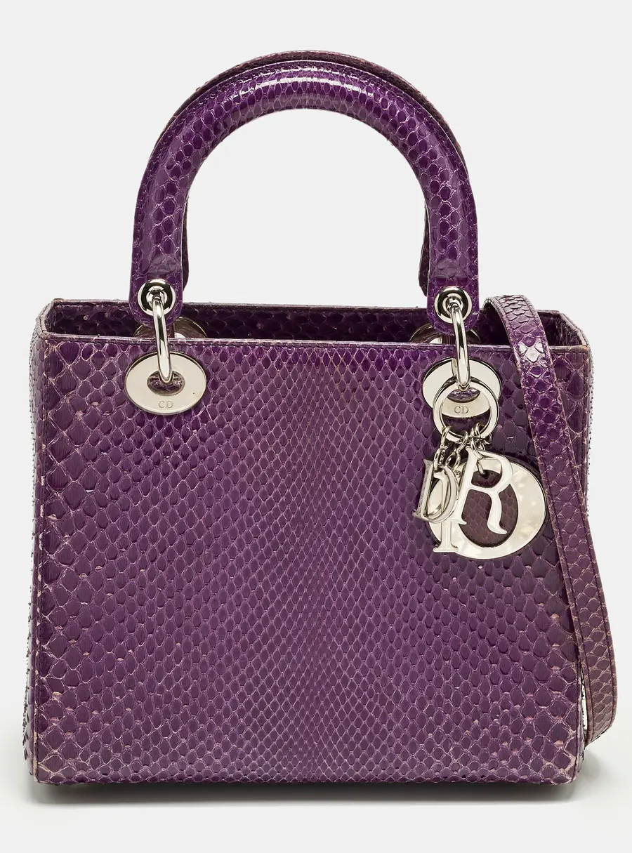 Dior Lady Dior Medium Purple Python Tote