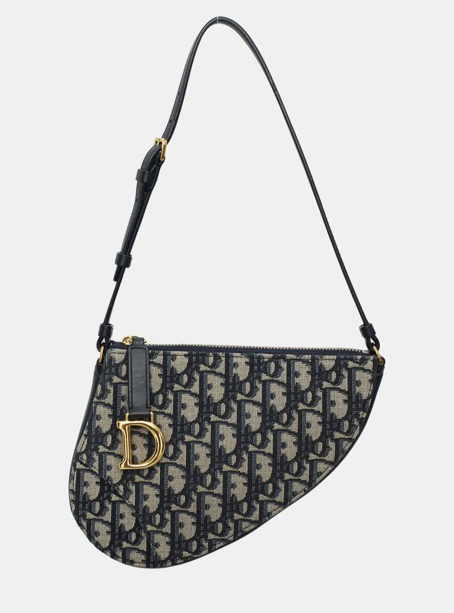Dior Saddle Pouch Blue Dior Oblique Canvas Shoulder Bag
