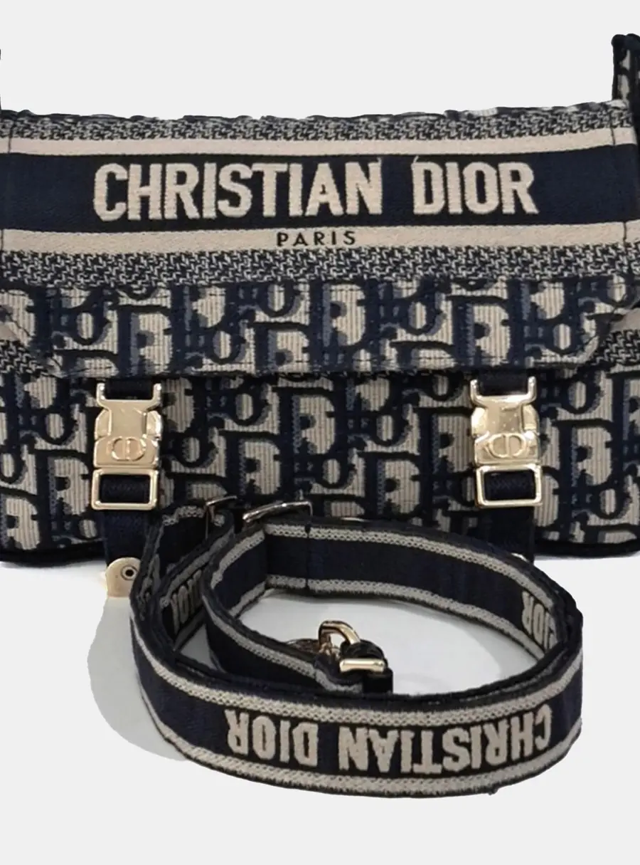 Dior Camp Small Navy Blue Oblique Canvas Messenger Bag