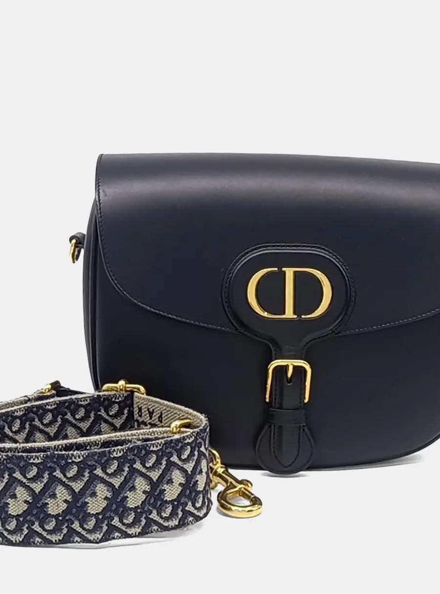 Dior Bobby Large Black Box Calfskin Leather Shoulder Bag