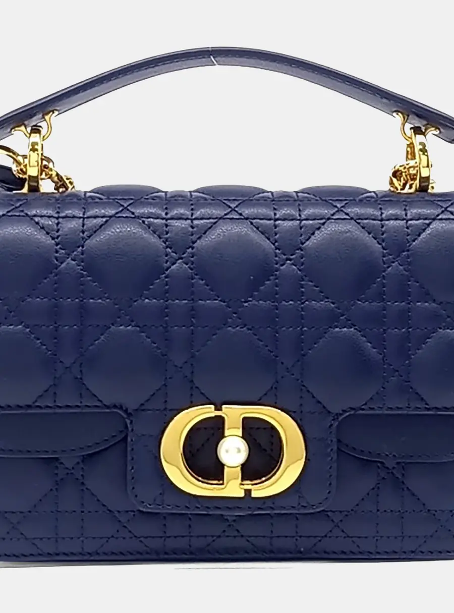 Dior Jolie Small Blue Leather Top Handle Bag