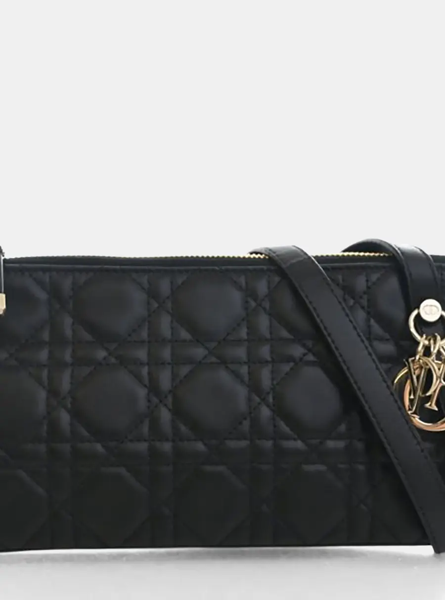 Christian Dior Miss Dior Pouch Black Lambskin Leather Crossbody Bag