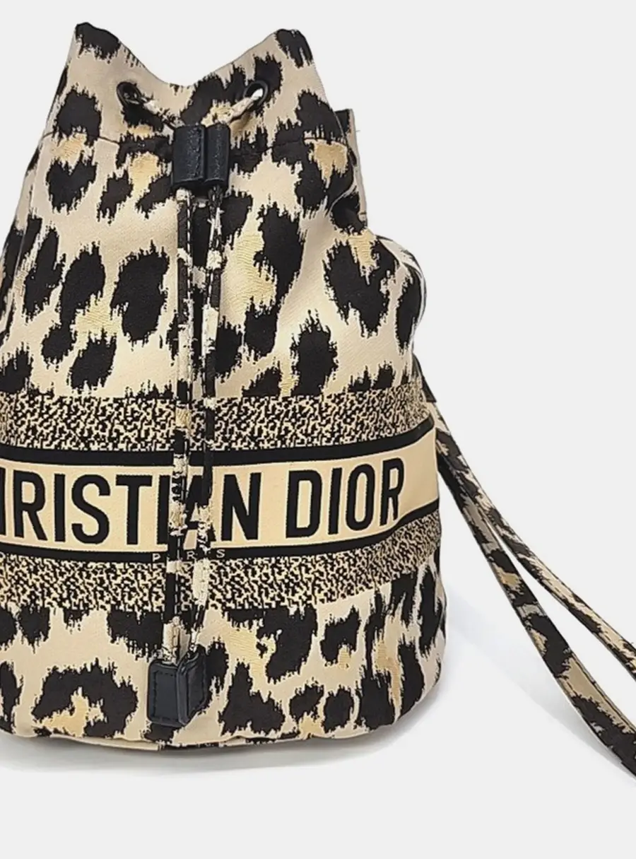 Dior Drawstring Mini Multicolor Fabric Pouch Bag