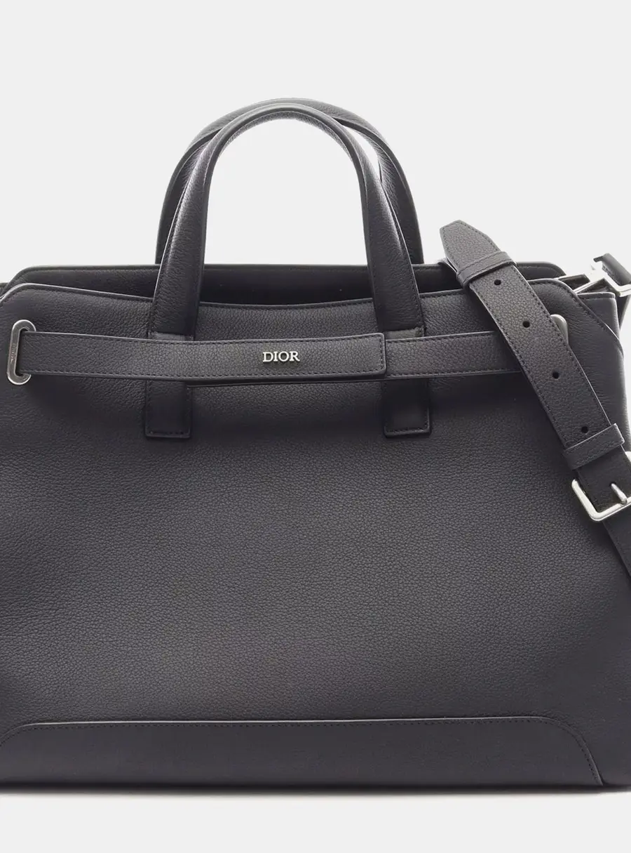 Dior Normandie Medium Black Dior Icons Calfskin Leather Top Handle Bag