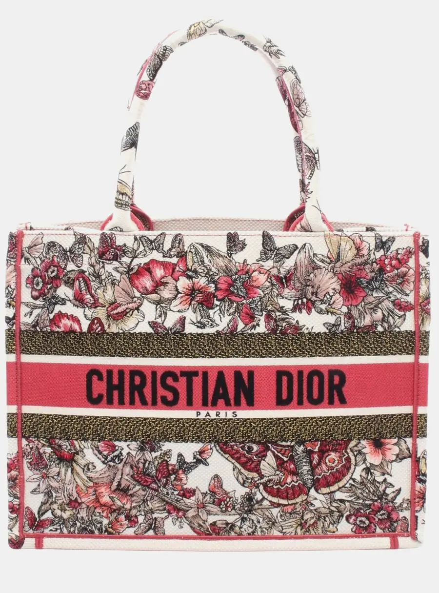 Christian Dior Book Tote Medium White Canvas Tote Bag