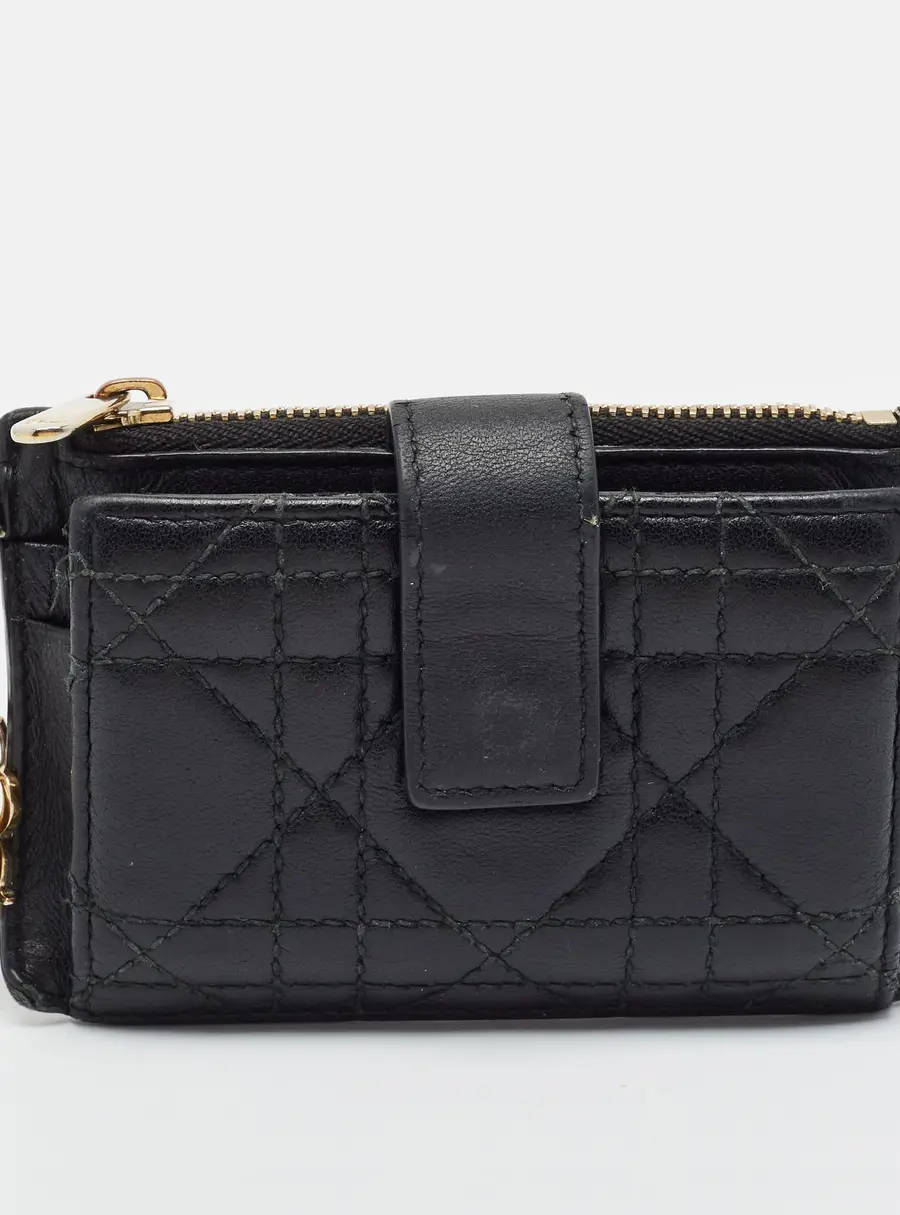 Dior Lady Dior Zip Black Cannage Leather Card Case