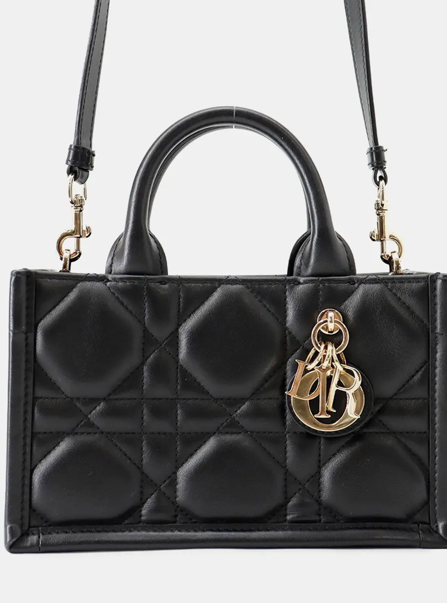 Dior Book Tote Mini Black Cannage Calfskin Leather Top Handle Bag