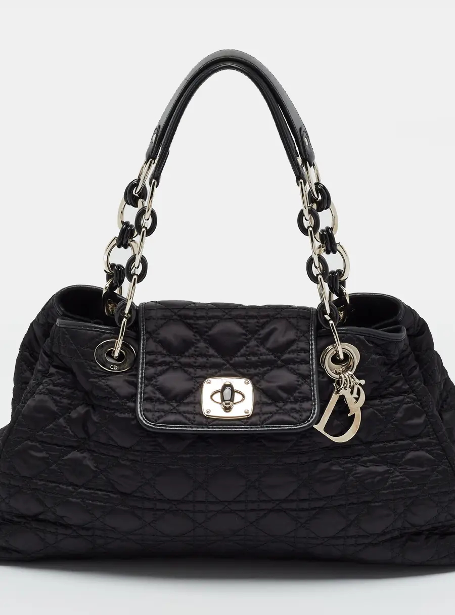 Dior Charming Lock Black Cannage Nylon Satchel