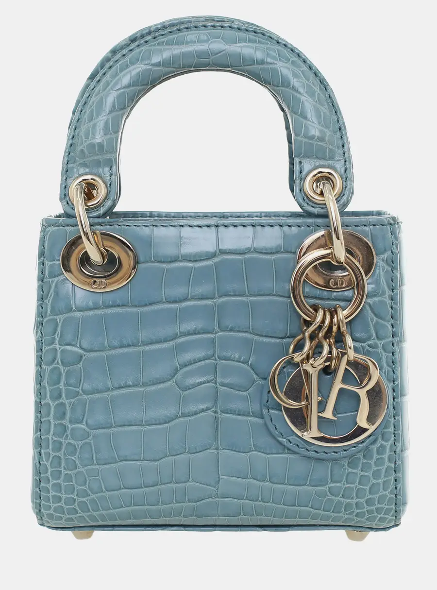 Dior Alligator Micro Lady Dior Blue Bag