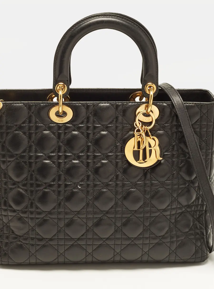 Dior Lady Dior Large Black Cannage Leather Tote
