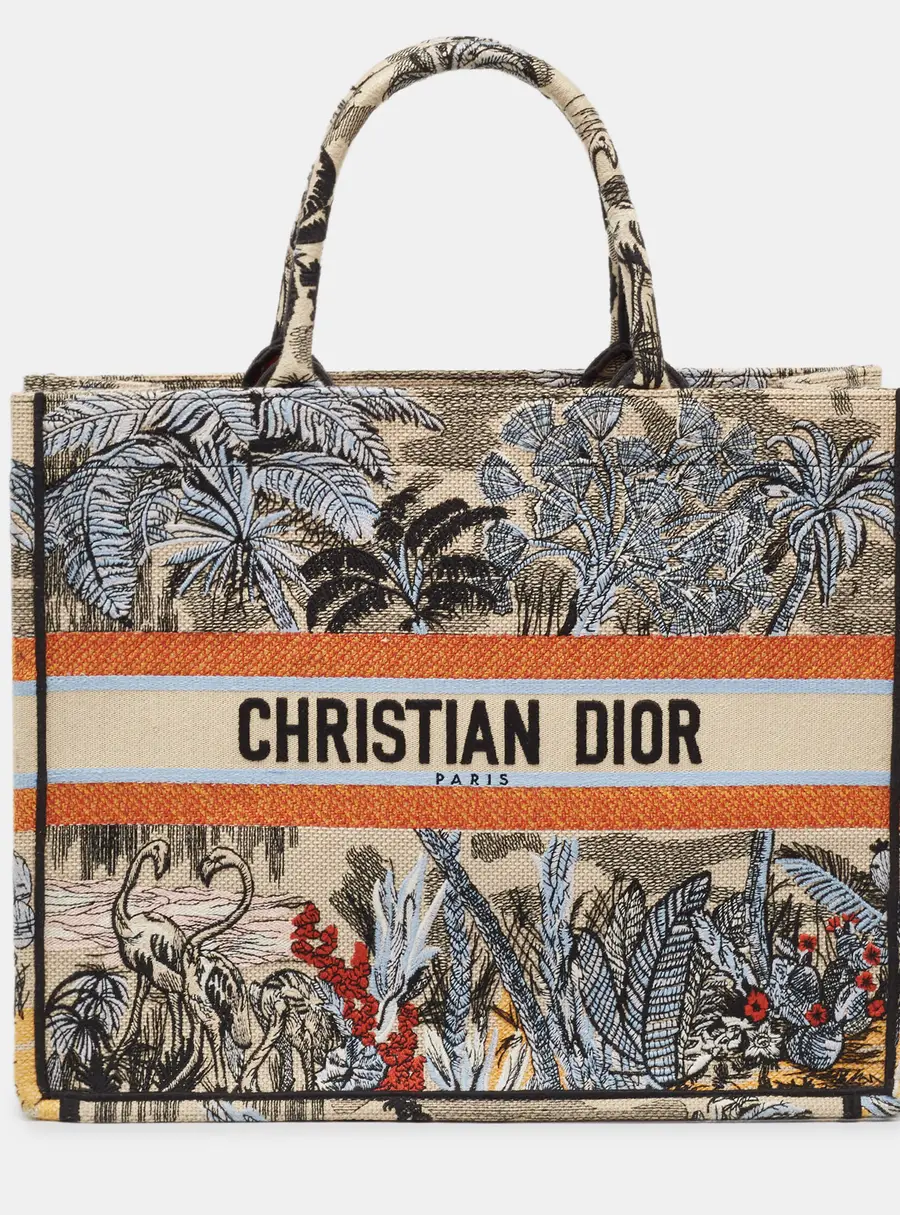 Dior Multicolor Toile De Jouy Tropicalia Embroidered Canvas Large Book Tote