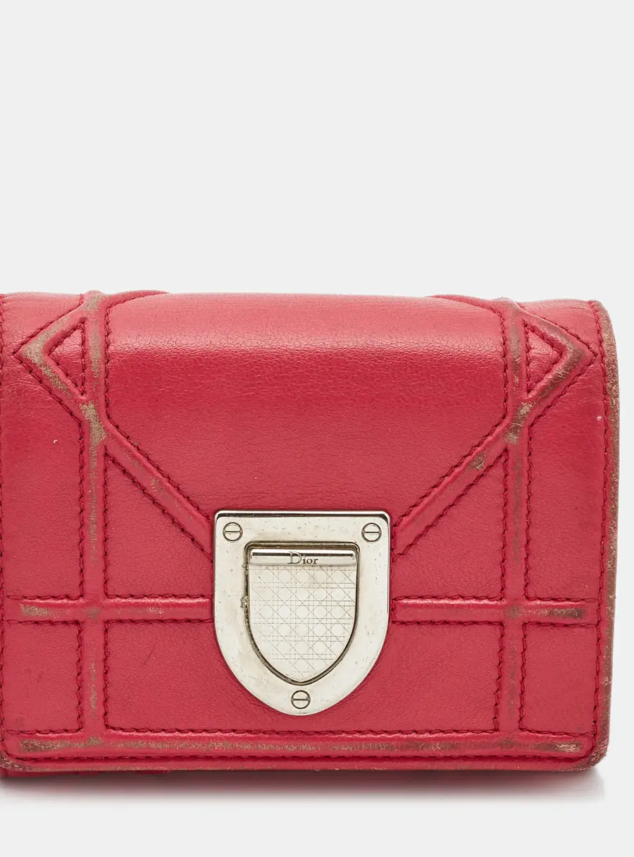 Dior Pink Leather Diorama Trifold Wallet