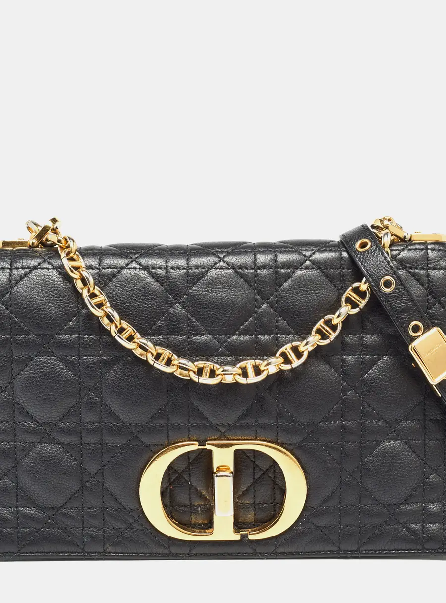 Dior Black Cannage Leather Medium Caro Shoulder Bag