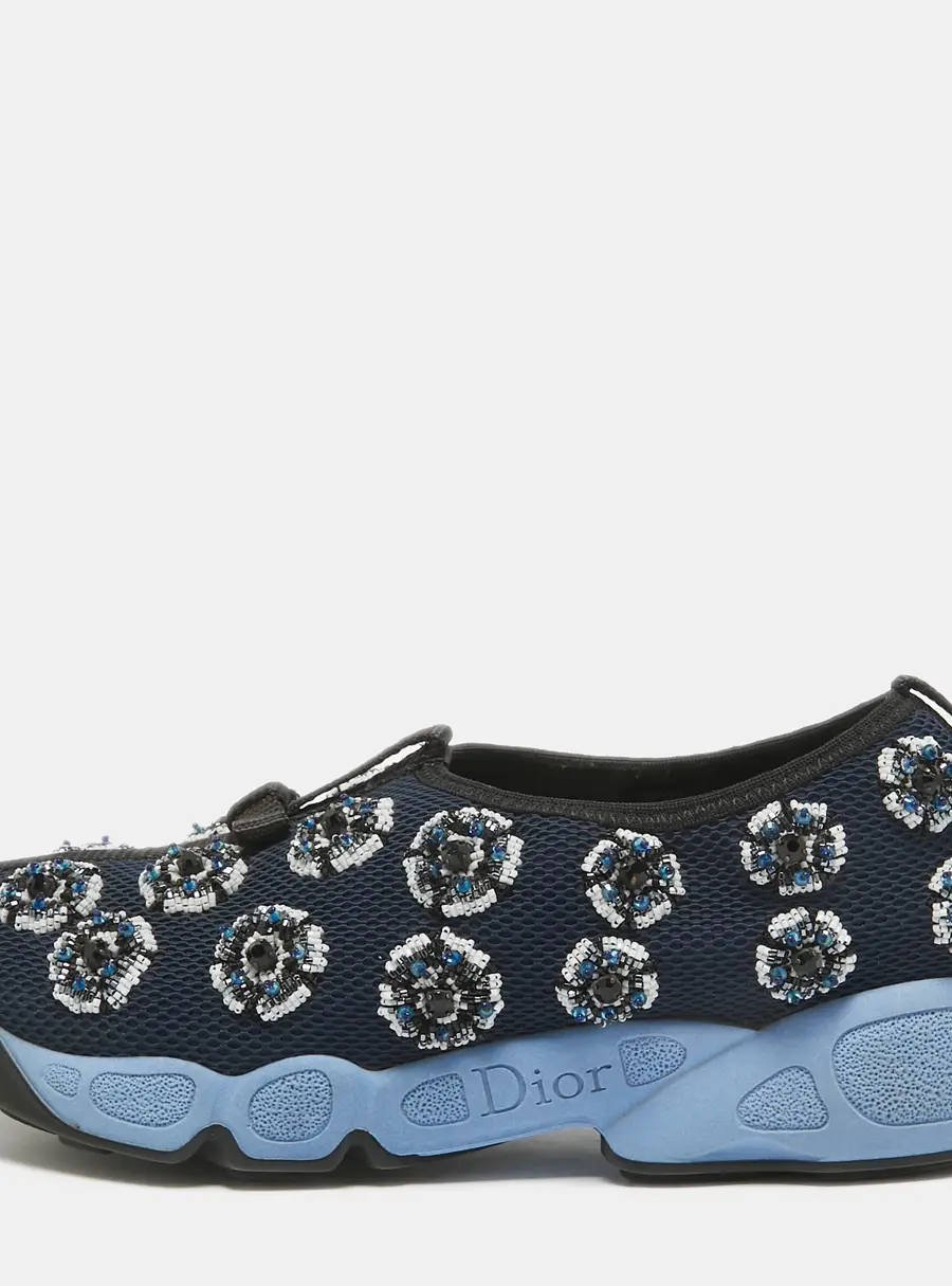 Dior Blue Mesh Fusion Slip On Sneakers Size 34.5