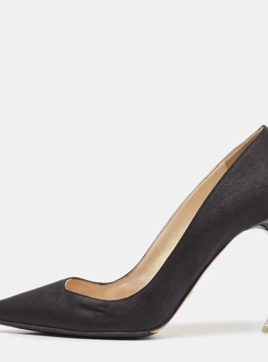 Dior Black Fabric Perspex Heel Pointed Toe Pumps Size 40
