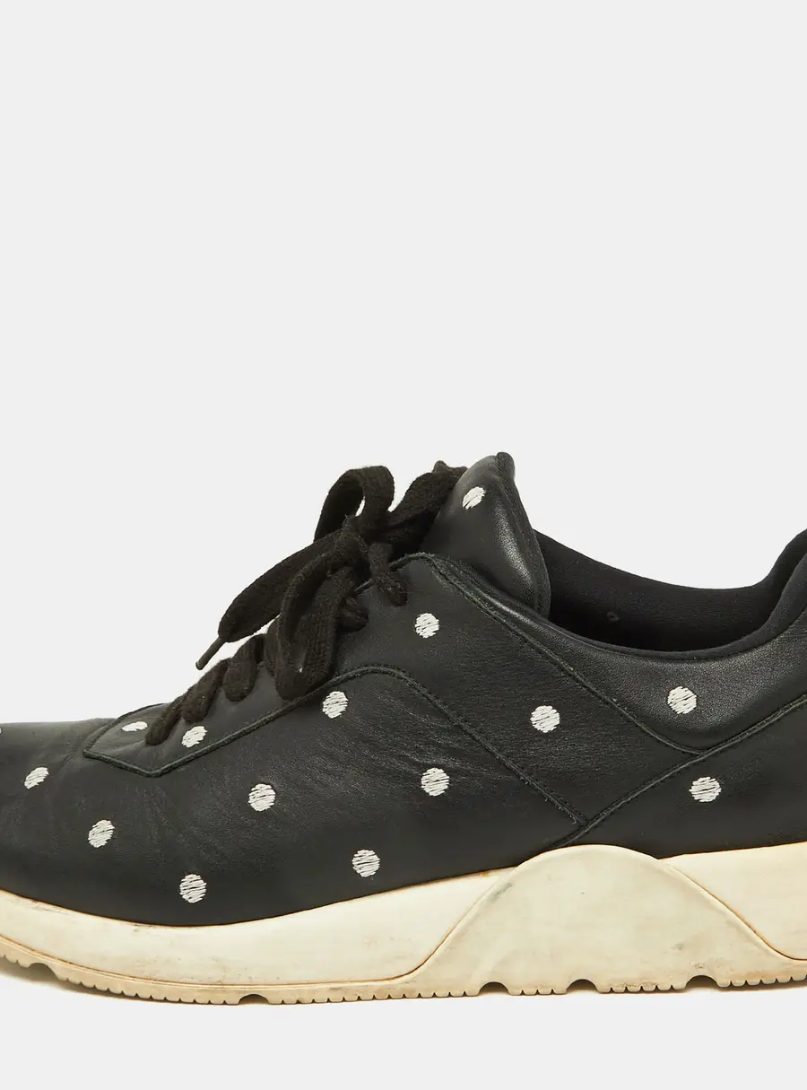 Dior Black Leather Polka Dot Low Top Sneakers Size 41
