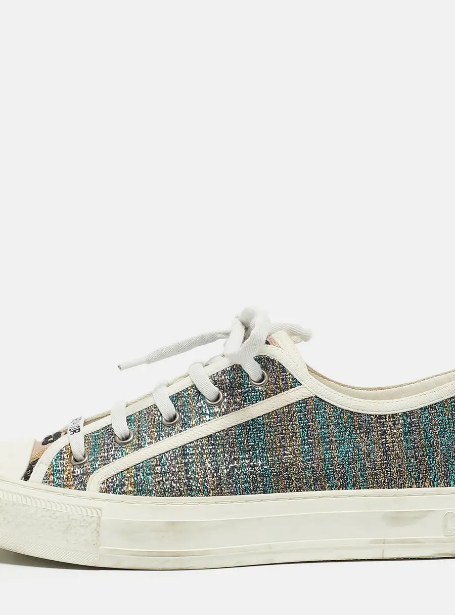 Dior Multicolor Metallic Foil Fabric Walk'n'Dior Low-Top Sneakers Size 40