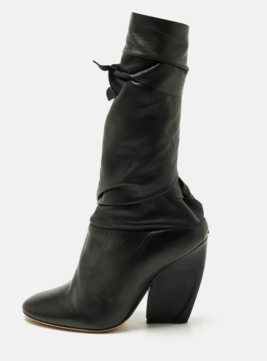 Dior Black Leather Ankle Tie Up Mules Size 37.5
