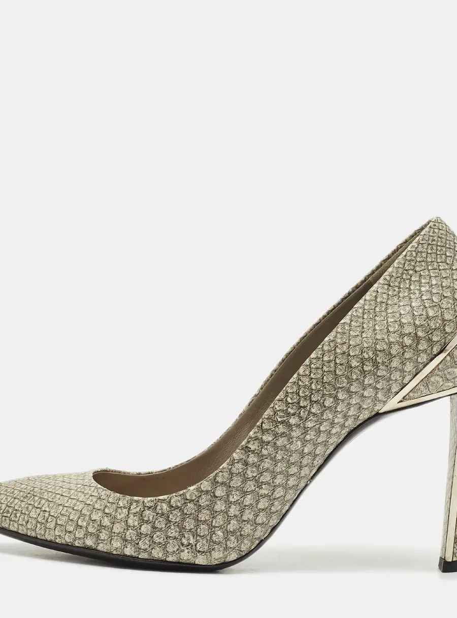 Dior Grey Python Embossed Leather Pointed Toe Pumps Size 40.5