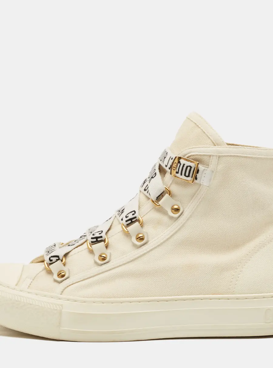 Dior White Canvas Walk'n'Dior High Top Sneakers Size 39.5