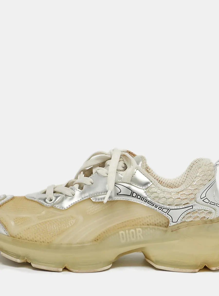 Dior Two Tone Jelly and Leather Vibe Lace Up Sneakers Size 37