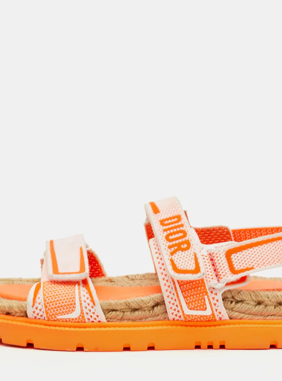 Dior Dioract Size 39 Orange/White Canvas Ankle Strap Sandals