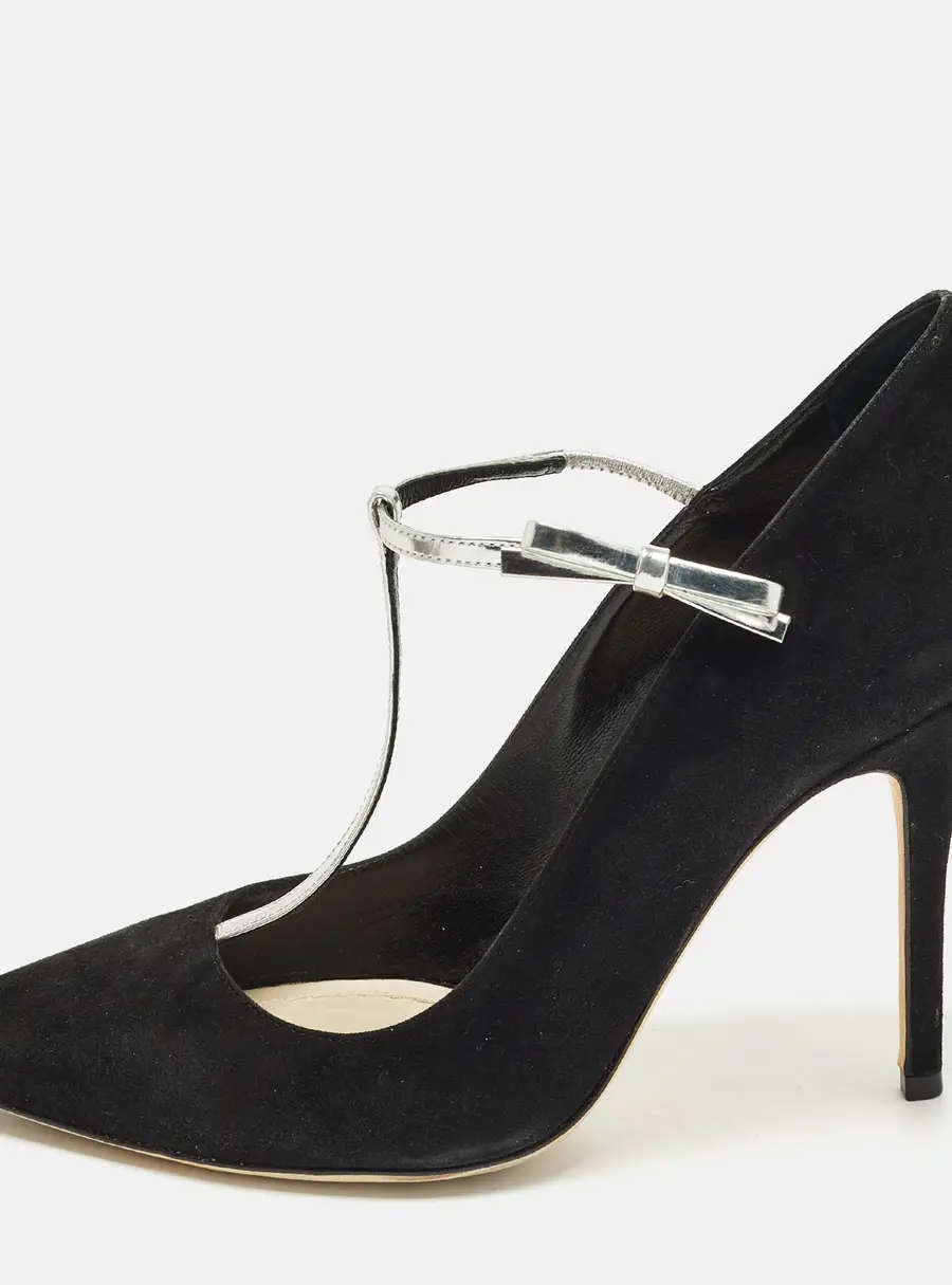 Dior Coquette Size 39.5 Black Leather and Suede Mary Jane Pumps