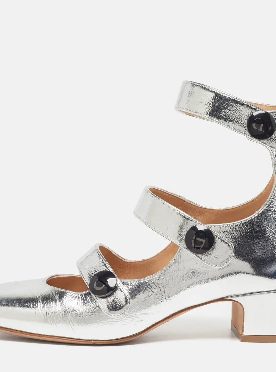 Dior Baby-D Size 35.5 Silver Foil Leather Strappy Pumps
