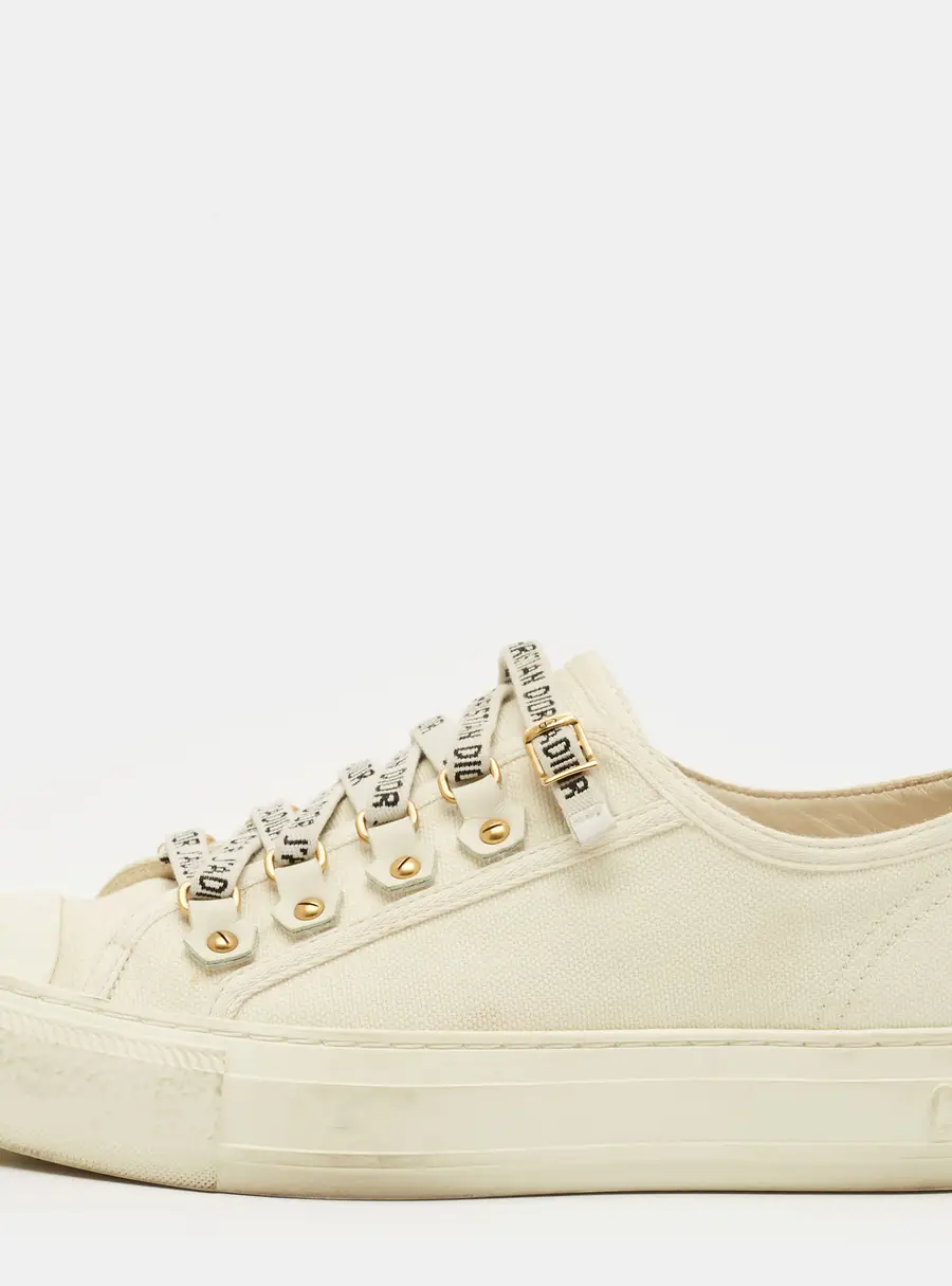 Dior Walk'n'Dior Size 35.5 Cream Canvas Low Top Sneakers