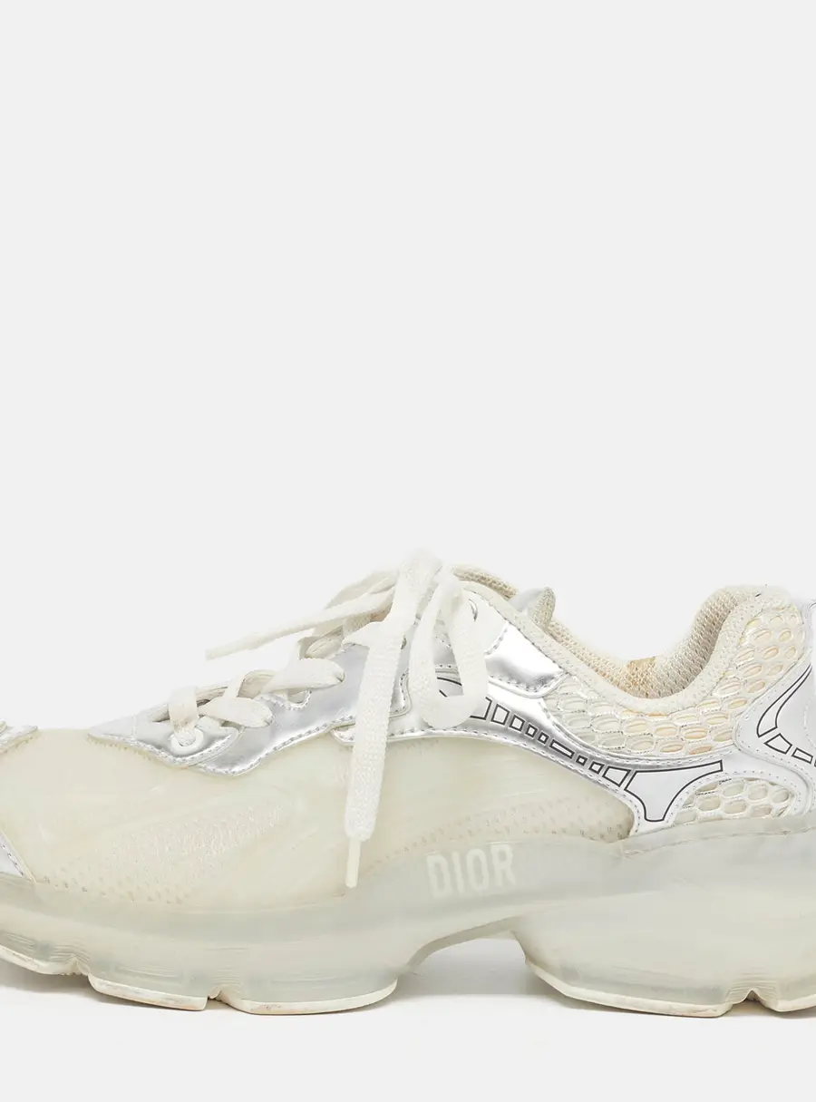 Dior Vibe Size 37 Tricolor Foil Leather and Rubber Lace Up Sneakers
