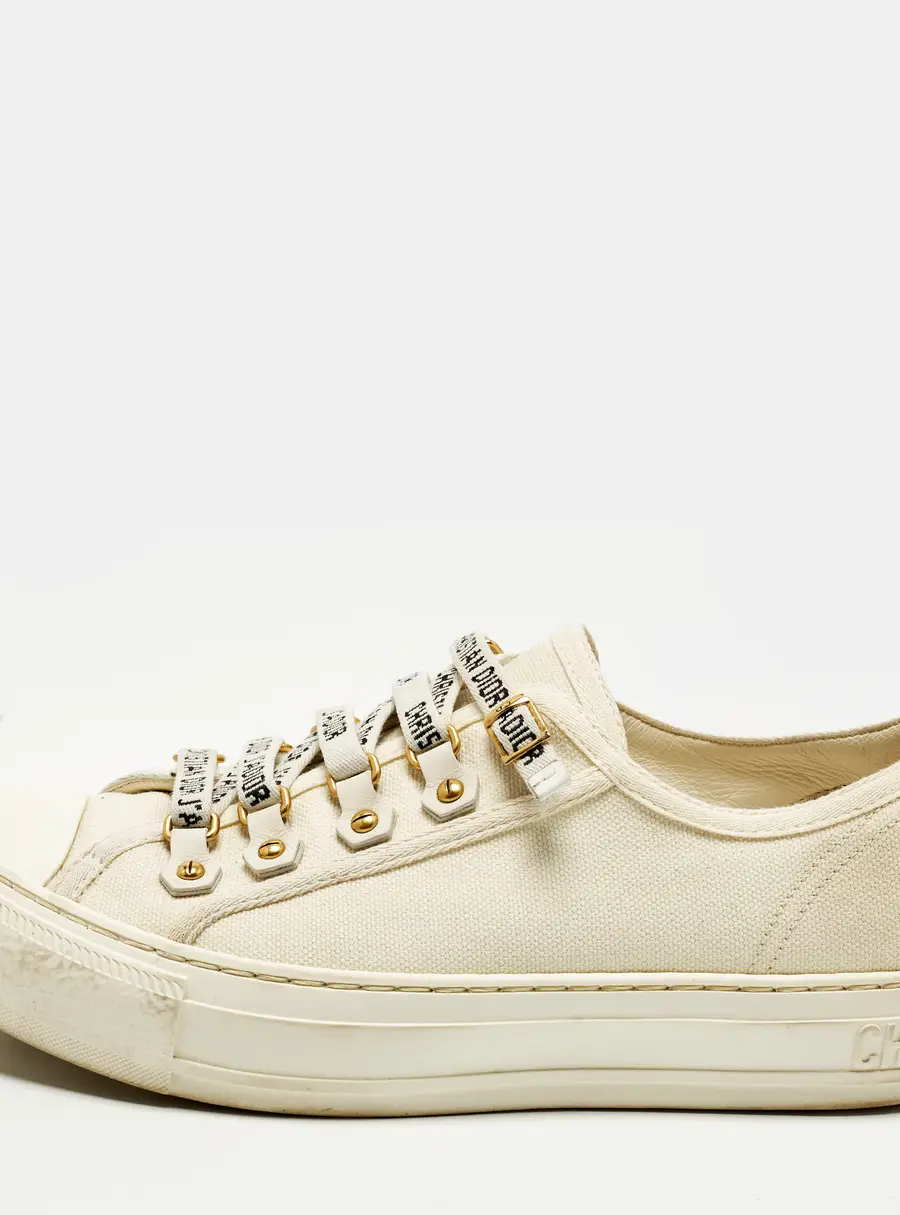 Dior Walk'n'Dior Size 37.5 Cream Canvas Low Top Sneakers