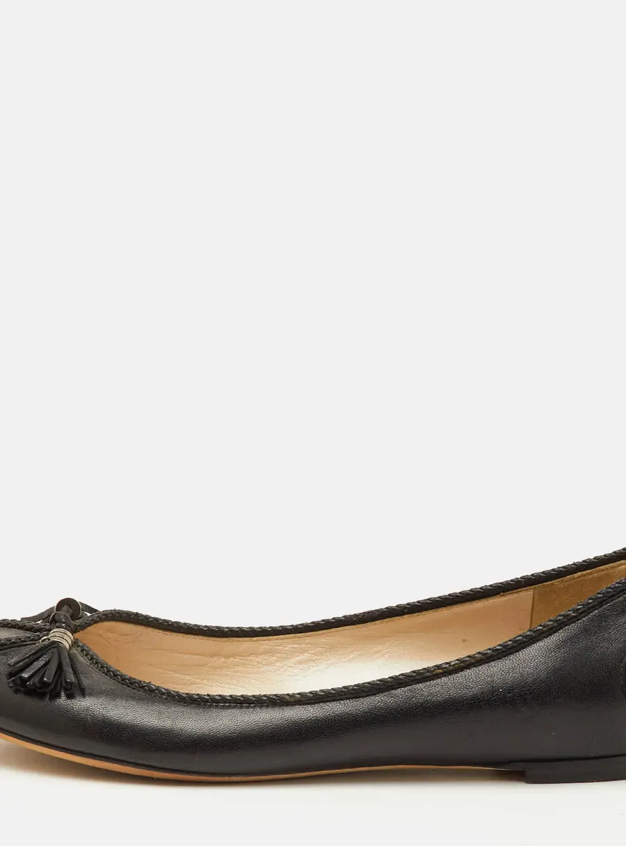 Dior Tassel Size 38.5 Black Leather Ballet Flats