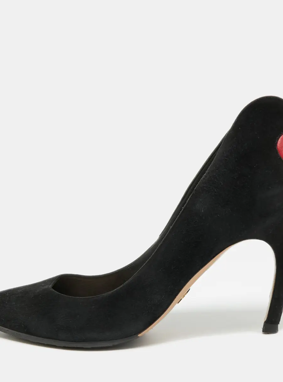 Dior Size 38.5 Black/Red Leather and Suede Pointed Toe Pumps