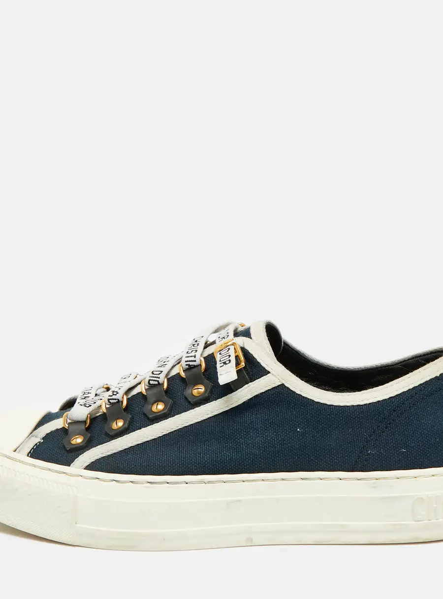 Dior Walk'n'Dior Size 37 Navy Blue Canvas Low Top Sneakers
