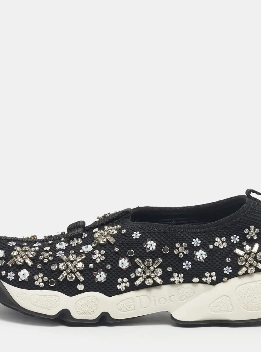 Dior Black Mesh Embellished Fusion Sneakers Size 35,5