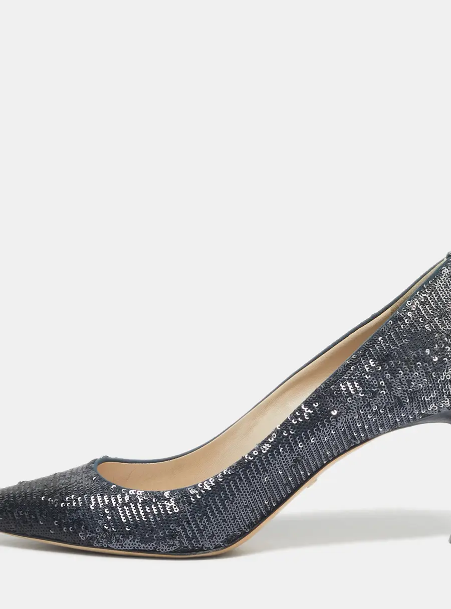 Dior Black/Silver Sequins Pointed Toe Pumps Size 39