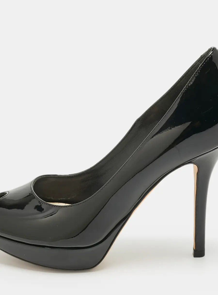 Dior Beige Patent Leather Miss Dior Peep Toe Pumps Size 36.5