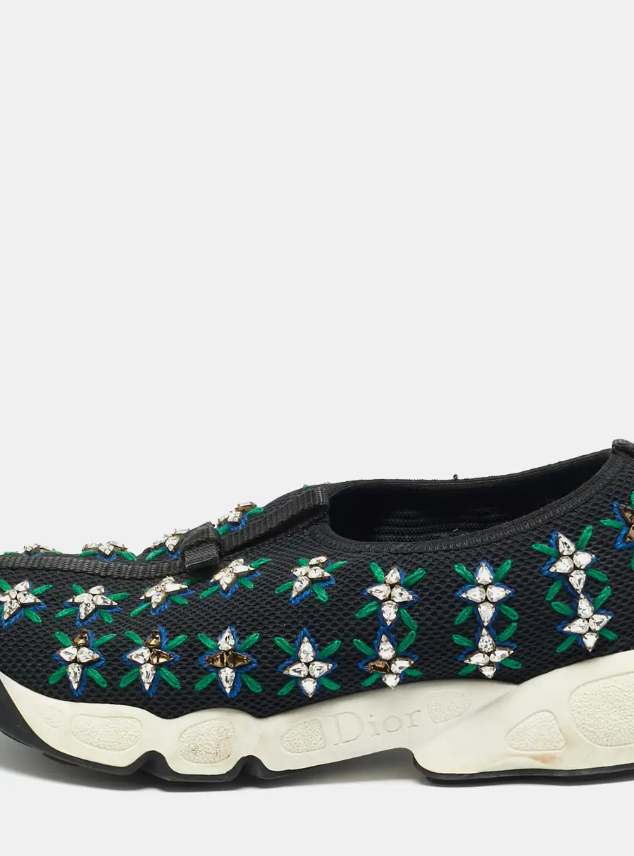 Dior Black Mesh Embellished Fusion Sneakers Size 36.5