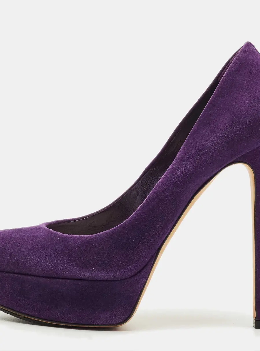 Dior Purple Suede Round Toe Platform Pumps Size 38