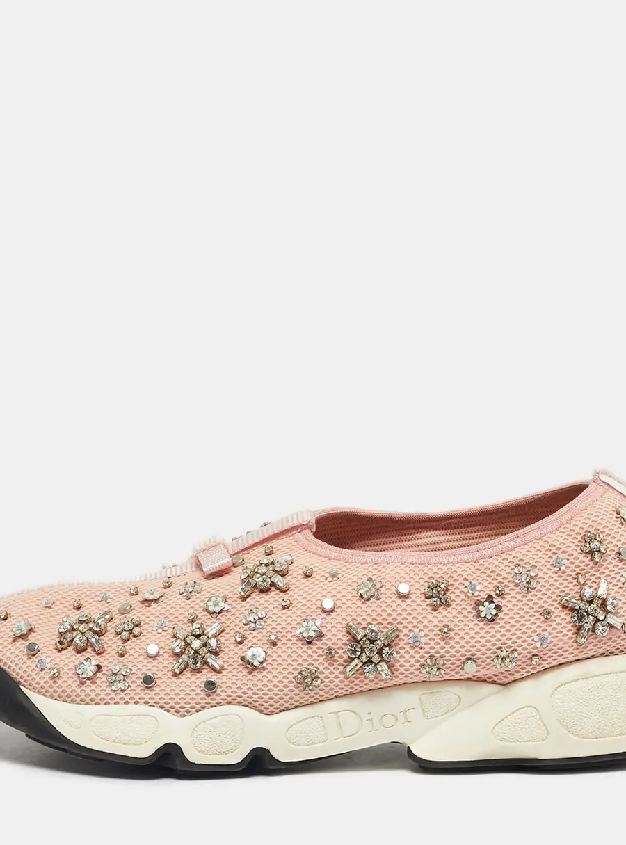 Dior Pink Mesh Fusion Slip On Sneakers Size 40