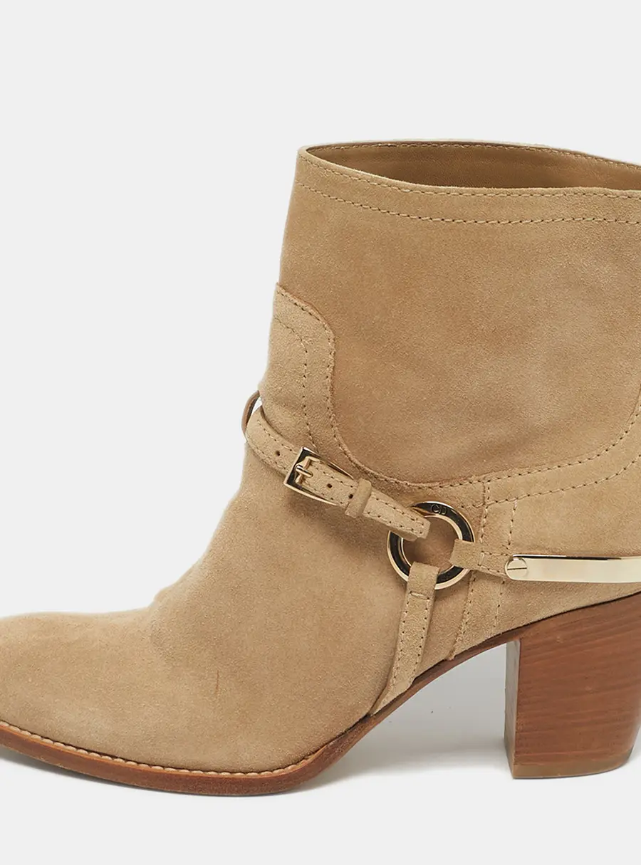 Dior Beige Suede Ankle Length Boots Size 36.5