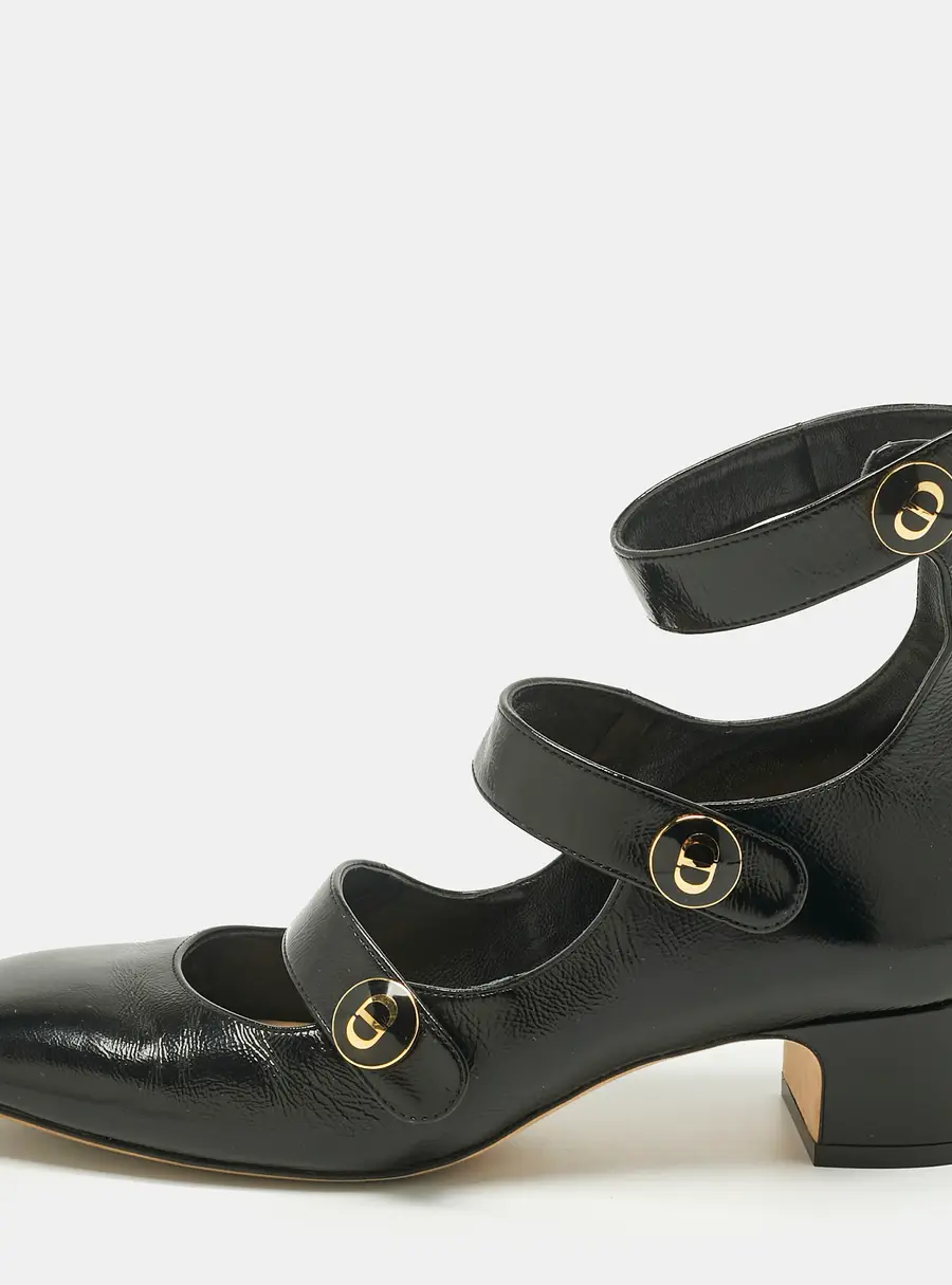 Dior Black Leather Baby-D Mary Jane Pumps Size 37.5