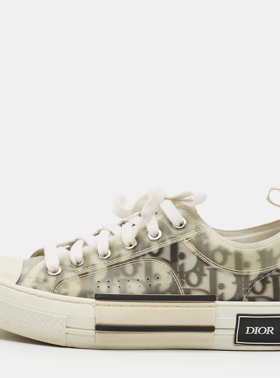 Dior B23 Size 37 Grey/White Oblique Mesh and Rubber Low Top Sneakers