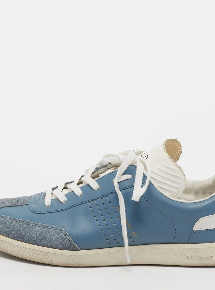 Dior B01 Size 40 Blue/White Leather and Suede Lace Up Sneakers